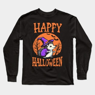 Happy Halloween Hedgehog Witch Long Sleeve T-Shirt